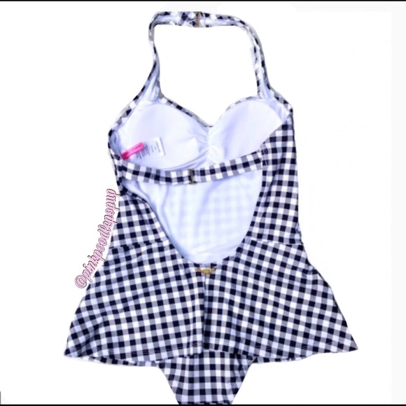 Betsey Johnson B&W Gingham Retro Bathing Suit NWT - Picture 8 of 14